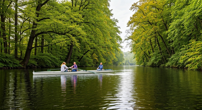 alt_text: Rodzina wybiera ekologiczne środki transportu na weekendowe wypady w naturalnym otoczeniu.