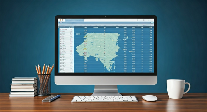 alt_text: Realizm: tabela lotnisk, komputer z tanimi lotami na Wyspy Kanaryjskie, mapa, bilety w promocji.